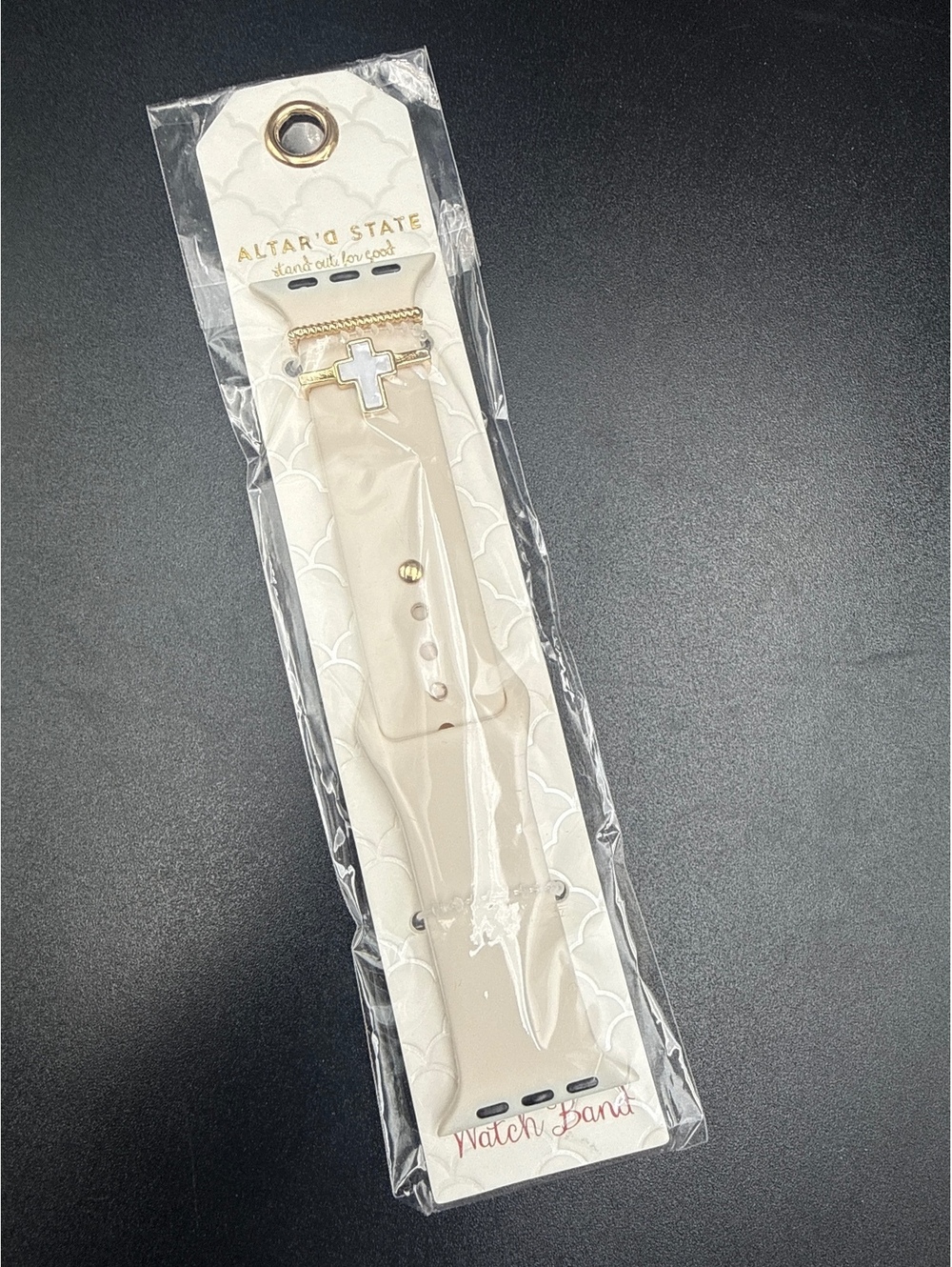 Altar'd State Gold/Ivory Watch Band with Cross Charm